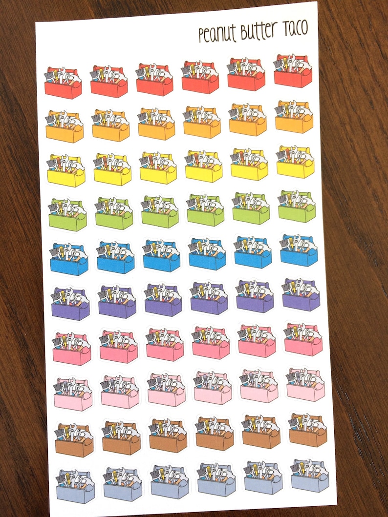 Rainbow Tool Boxes Planner Stickers Tools Stickers Tool Stickers Housework Stickers Honey Do List Stickers Calendar Stickers image 1