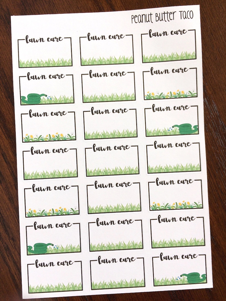 Lawn Care Boxes Yard Work Stickers Cut Grass Planner Etsy