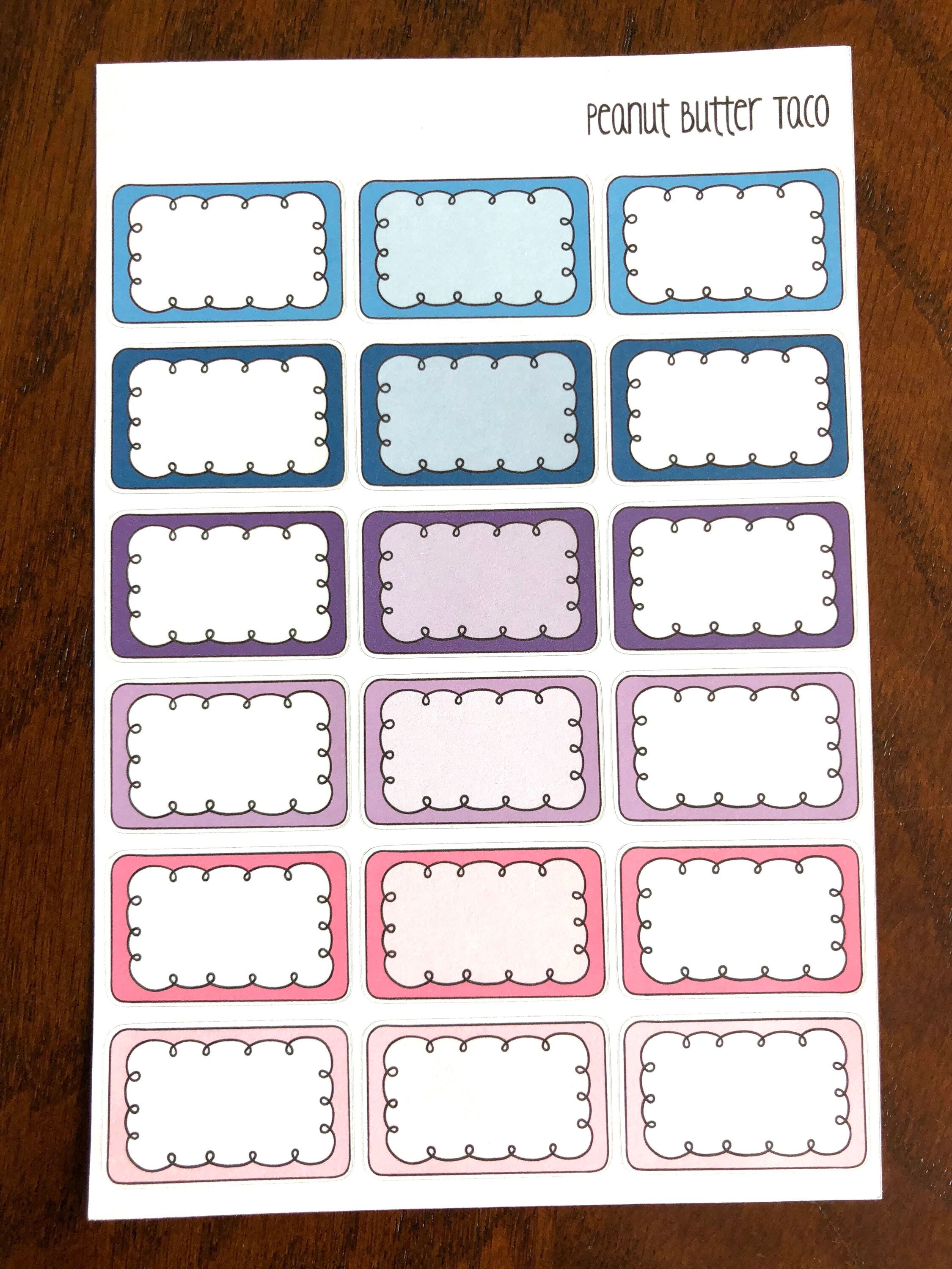 Rainbow Doodle Boxes - Half Box Planner Stickers - Half Boxes Stickers ...