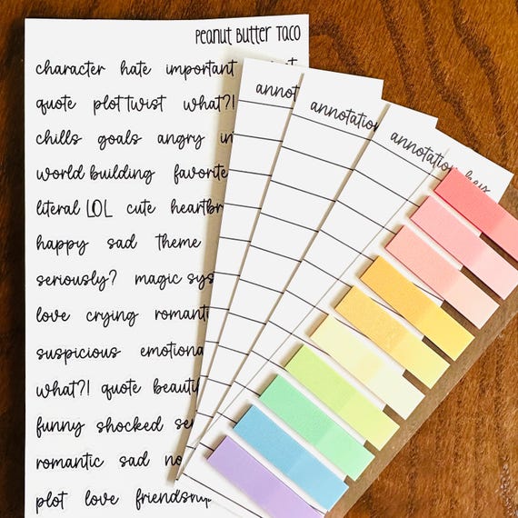Bookmark Annotation Kit - Choose Your Own Topics - Annotation Tabs - Bookworm Gift - Bookworm Kit - Annotate Books Kit - Reading Stickers