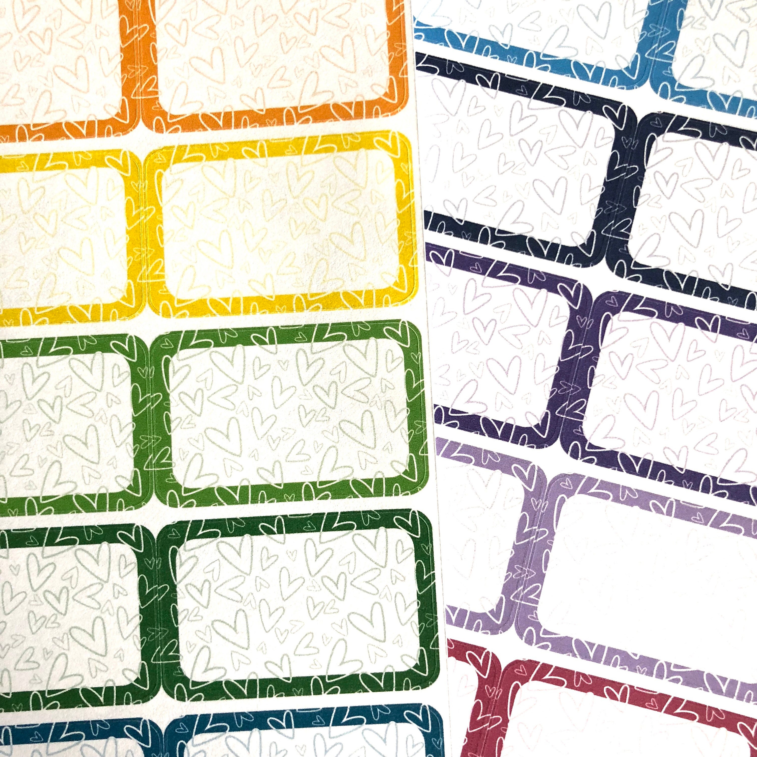 Heart Doodle Rainbow Half Boxes Planner Stickers Doodle | Etsy