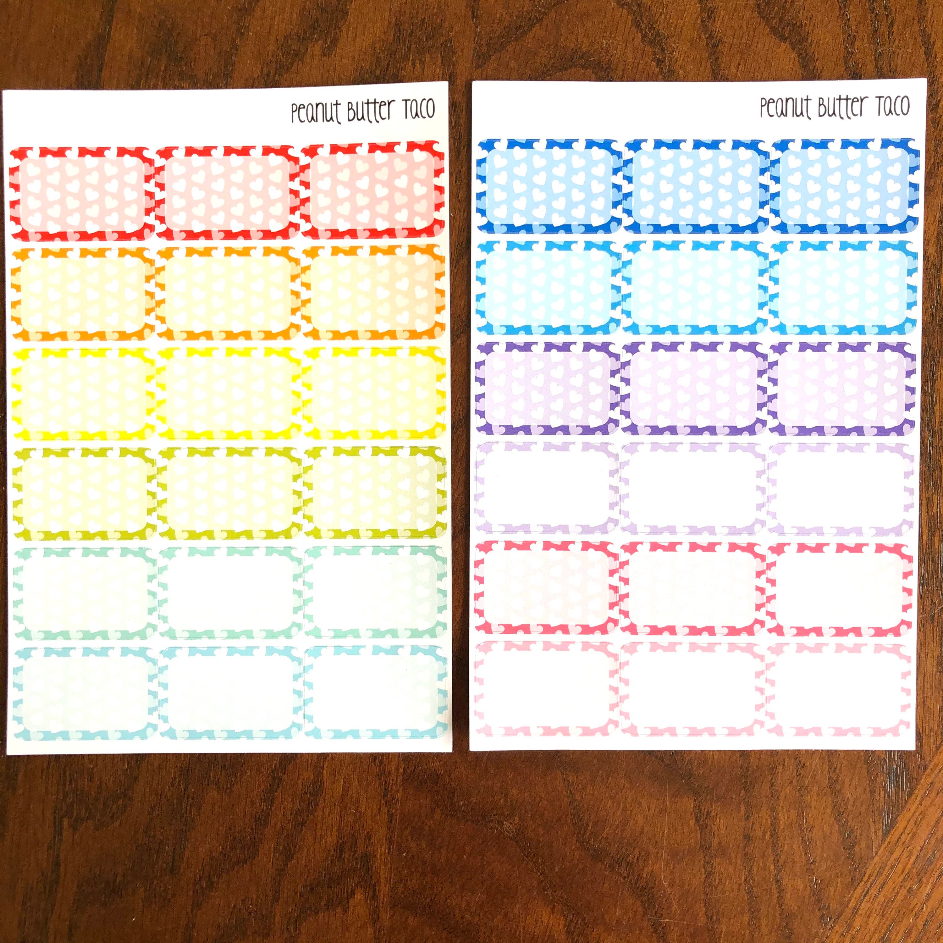 Heart Half Boxes - Heart Planner Stickers - Boxes Stickers - Heart ...