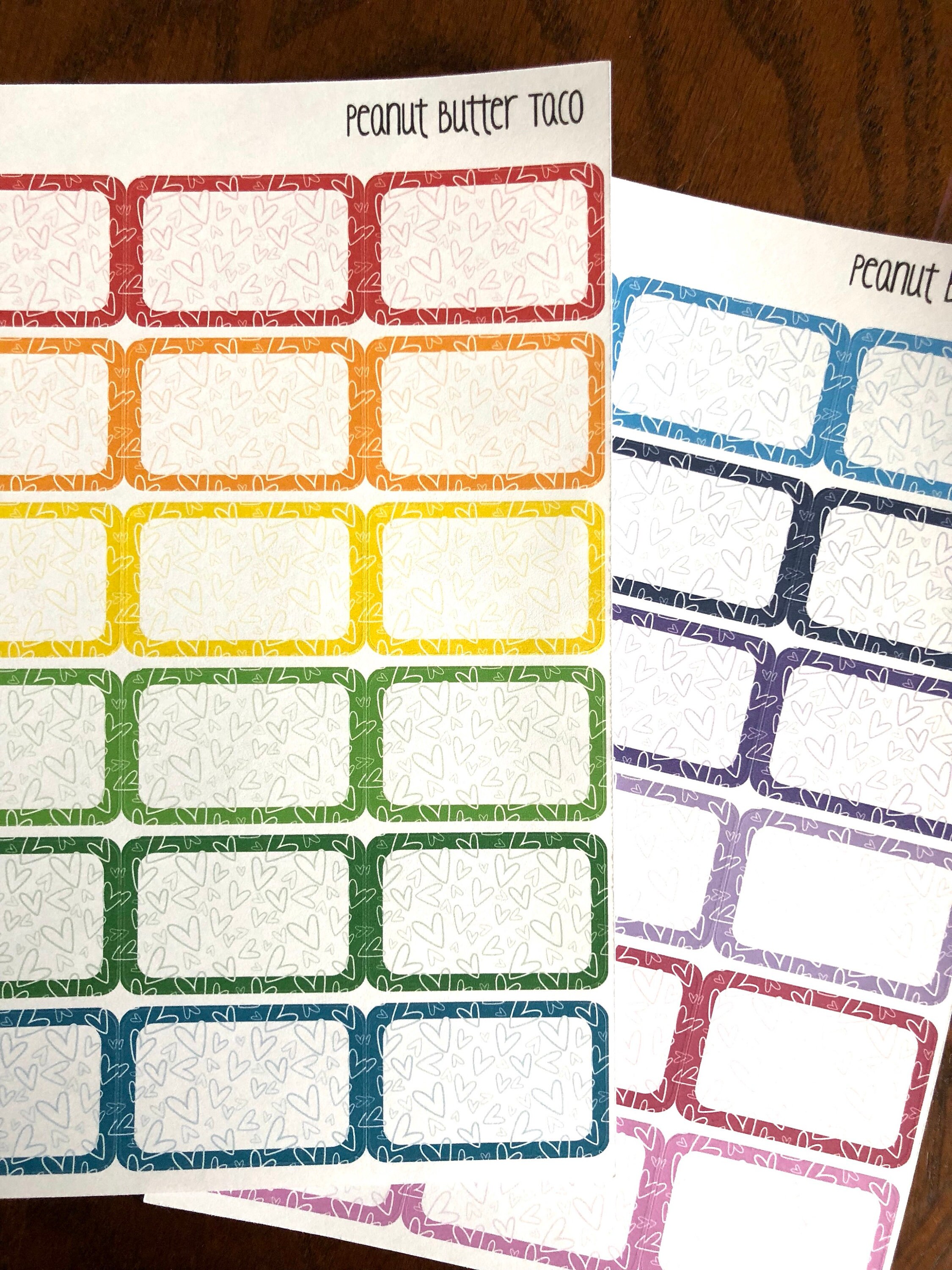 Heart Doodle Rainbow Half Boxes - Planner Stickers - Doodle Stickers ...