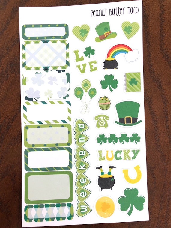 EC Planner Stickers Spring Planner Kit Printable Weekly Kit Partick/'s Day Mini Sticker Kit Green Planner Sticker Kit Printable St