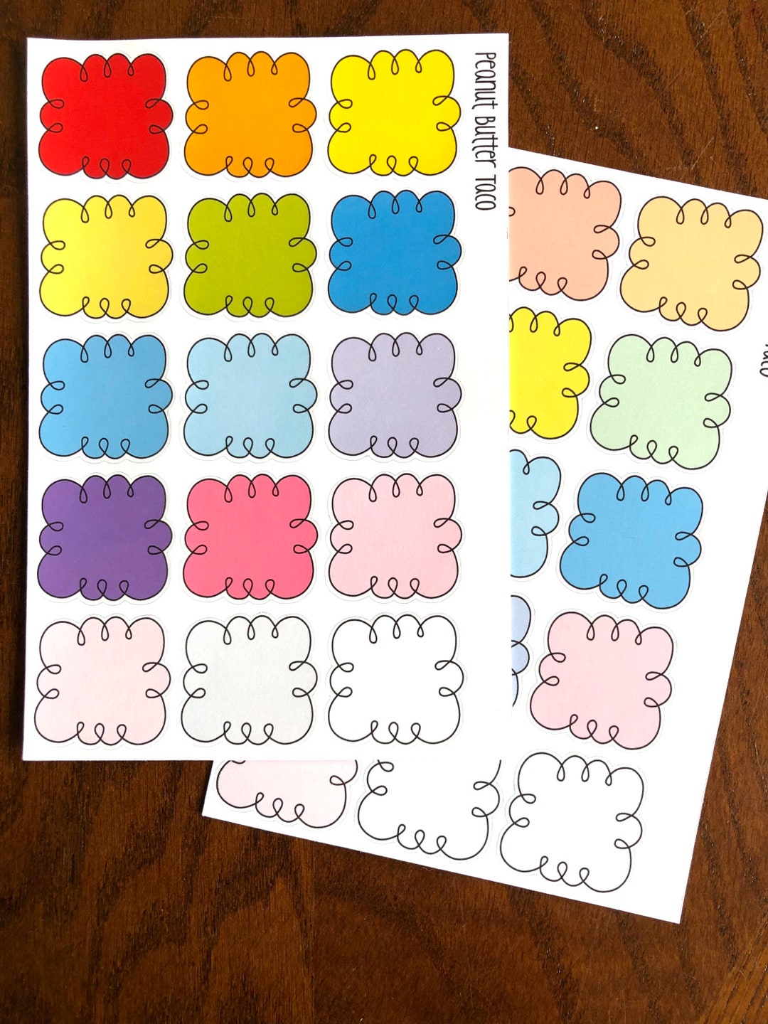 Large Doodle Clouds Planner Stickers - Bright Rainbow or Pastel Boxes ...