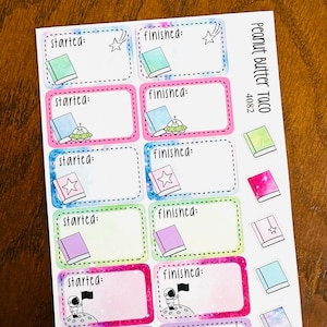 Supernova begonnen en klaar met lezen Plannerstickers - boekstickers met Galaxy-thema - leesgrage ruimtestickers - boekenwurmstickers