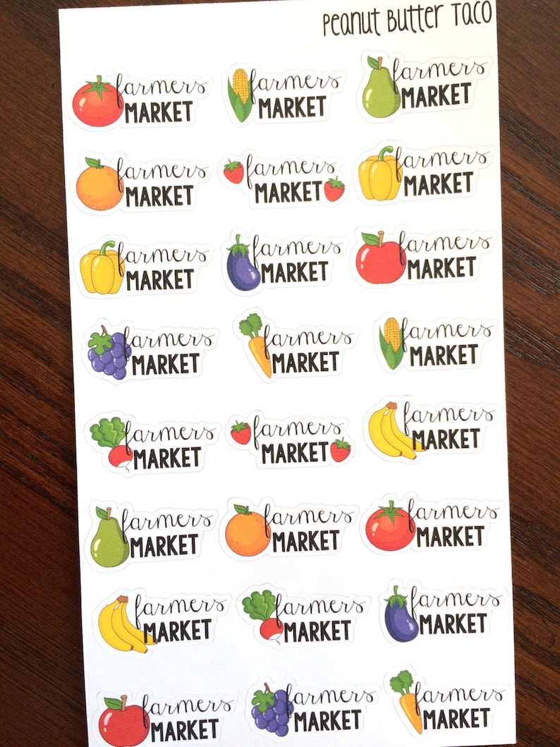 Farmers Market Planner Stickers Market Stickers Grocery Etsy