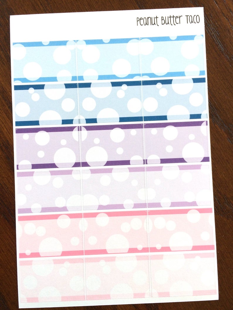 Bubbles Half Boxes Planner Stickers - Rainbow Half Box Stickers ...