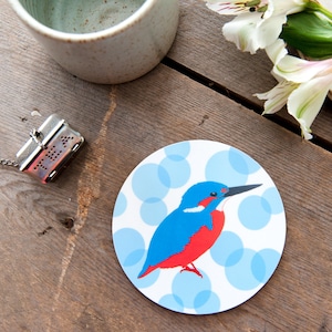 Kingfisher Coaster - animal coaster - new home gift - set of coasters - coaster set - nature coaster - wildlife coaster - illustrated