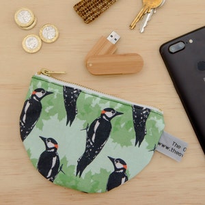 Monedero con estampado de pájaro carpintero - monedero de medio círculo - monedero semicircular - monedero para cambio - billetera - monedero con cremallera - monedero - monedero con estampado de pájaros