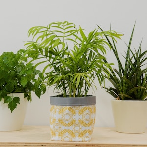 蜂プリントのテキスタイル植木鉢 - 布製植木鉢 - 収納バスケット - 収納 - 防水 - ハーブ - 新築祝いのギフト - 植物愛好家 - 多肉植物