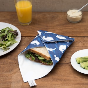 Rabbit Print sandwich wrap - Eco wrap - plastic alternative - food wrap - eco friendly - made in UK - reusable - food safe - plastic free