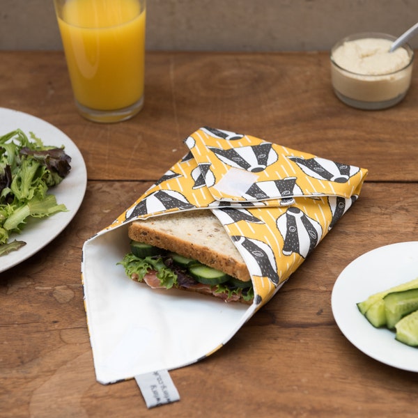 Badger Print sandwich wrap - Eco wrap - plastic alternative - food wrap - eco friendly - made in UK - reusable - food safe - plastic free