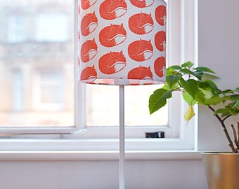 Fox Print Lampshade - animal print - animal pattern - fox pattern - lino print - table lamp - standard lamp - ceiling light - fun lampshade