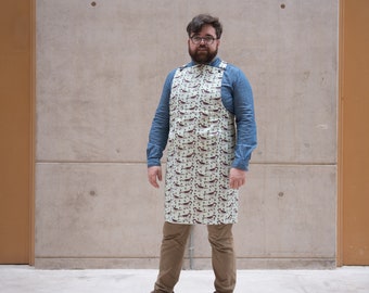 House Sparrow Print Artisan Workwear Apron - craft - unisex - fathers day gift - mens - cookware - baking - chefs - barista apron - overall