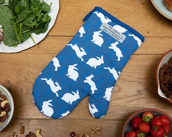 Rabbit Print Oven Mitt, Cotton Drill, Heat Resistant