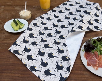Blackbird Print Tea Towel - kitchen ware - bird tea towel - bird print - gifts for mum, grandma - kitchen textiles - bird lover gift - towel