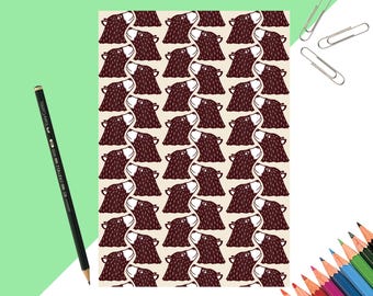 Bear Print Notebook - printed notebook - animal print - animal notebook - gift for teacher - stationary gift - stationary lover - recycled