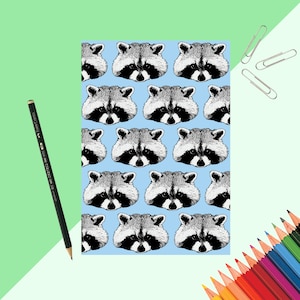 Raccoon Print Notebook - printed notebook - animal print - animal notebook - gift for teacher - gift - stationary lover - recycled notebook