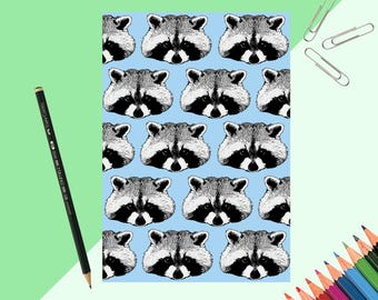 Raccoon Print Recycled Notebook - Screen Printed Animal Notepad