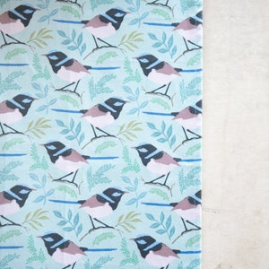Fairy Wren Print cotton Drill , fabric by the meter, bird, cotton, craft, exclusive, interior fabrics, home interiors, kids, patterned