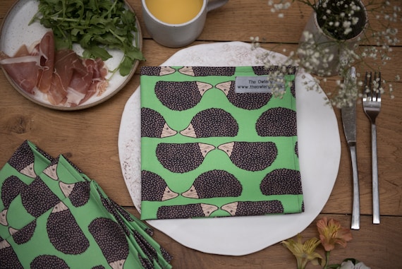 Hedgehog Print Serviette serviettes en coton table - Etsy France