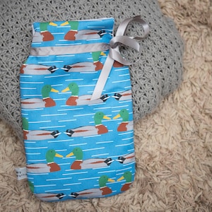 Duck Print Hot Water Bottle - winter - bird gift - water bottle cover - get well soon - heat pack - gift for mum, grandma, dad, grandad