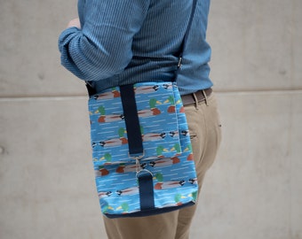 Duck Print Messenger Bag - everyday bag - vegan bag - bag for vegetarians - shoulder - laptop - gift for him, her - cross body - handmade