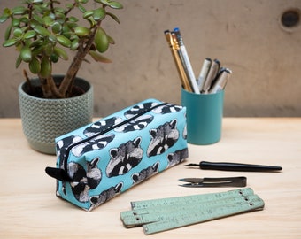 Raccoon Print Pencil Case, stationary, pen case, school, office supplies, artist gift, gift for students, graduation gift, pouch