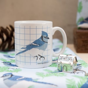 Blue Jay Print Mug - illustrated mug - printed mug - animal mug - tea mug - coffee mug - bird illustration - screen print - coffee - tea