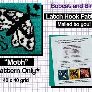 Moth Latch Hook Pattern (Mailed to you!) - 40x40 Pattern Only - DIY Latch  Hook