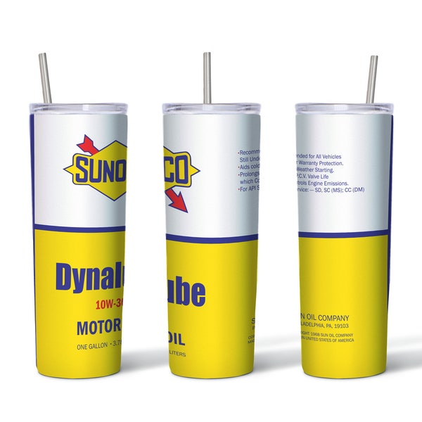 SUNOCO Oil Can 20 oz Tumbler - Gift for the Man in your Life - Mechanic, Gas Station - Fun - Unique