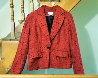 Vintage Red & Black Wool Style Worthington Blazer Classic Vintage Blazer Men or Womens