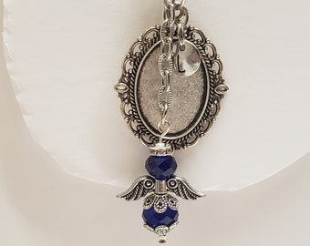 Guardian Angel Photo & Initial Letter Memorial Charm or Keepsake, Wedding Bouquet Charm, Personalized Memorial Keepsake, Remembrance Charm