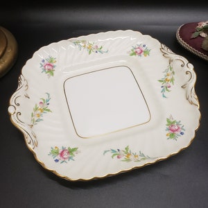 Vintage Mintons Bromley Square Cake Plate, Vintage Minton Bromley Square Plate, Vintage Wedding Cake Floral Plate