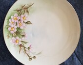 D B Japan Hand painted lunch salad plate 7.5 quot Signed S.knight Sk pink flowers apple blossom