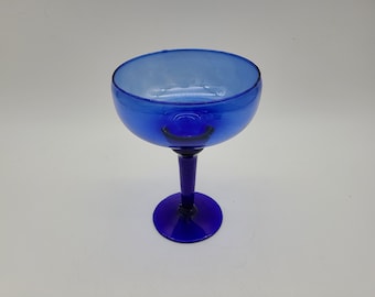 Cobalt blue swirl glass margarita glass stemware