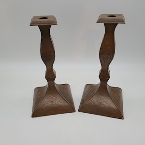 Pair of Antique hand made Copper candle sticks