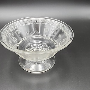 Antique Footed EAPG Oasis pattern glass Bowl or compote camels palm trees sphinx early american pattern glass