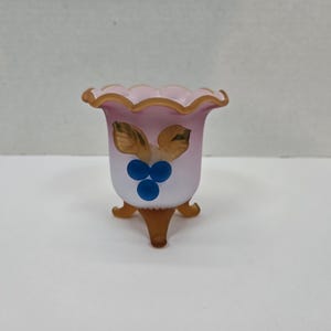 Antique Mount Washington Glass Peachblow vase/toothpick holder 4&quot; MINT
