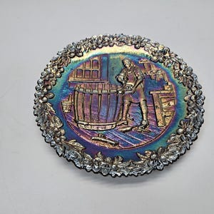 Platos de colección de vidrio de carnaval de la serie Fenton American Craftsman n.° 5 de 1974, fabricación de barriles