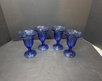Ensemble de 4 verres à parfait 15 cm bleu cobalt