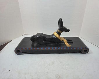 NICE scupture von Anubis / w / Gold Schal Beton / Stein