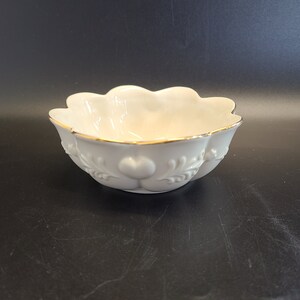 small fancy lenox white and gold trim little dish 4 1/2 x 2 inches.