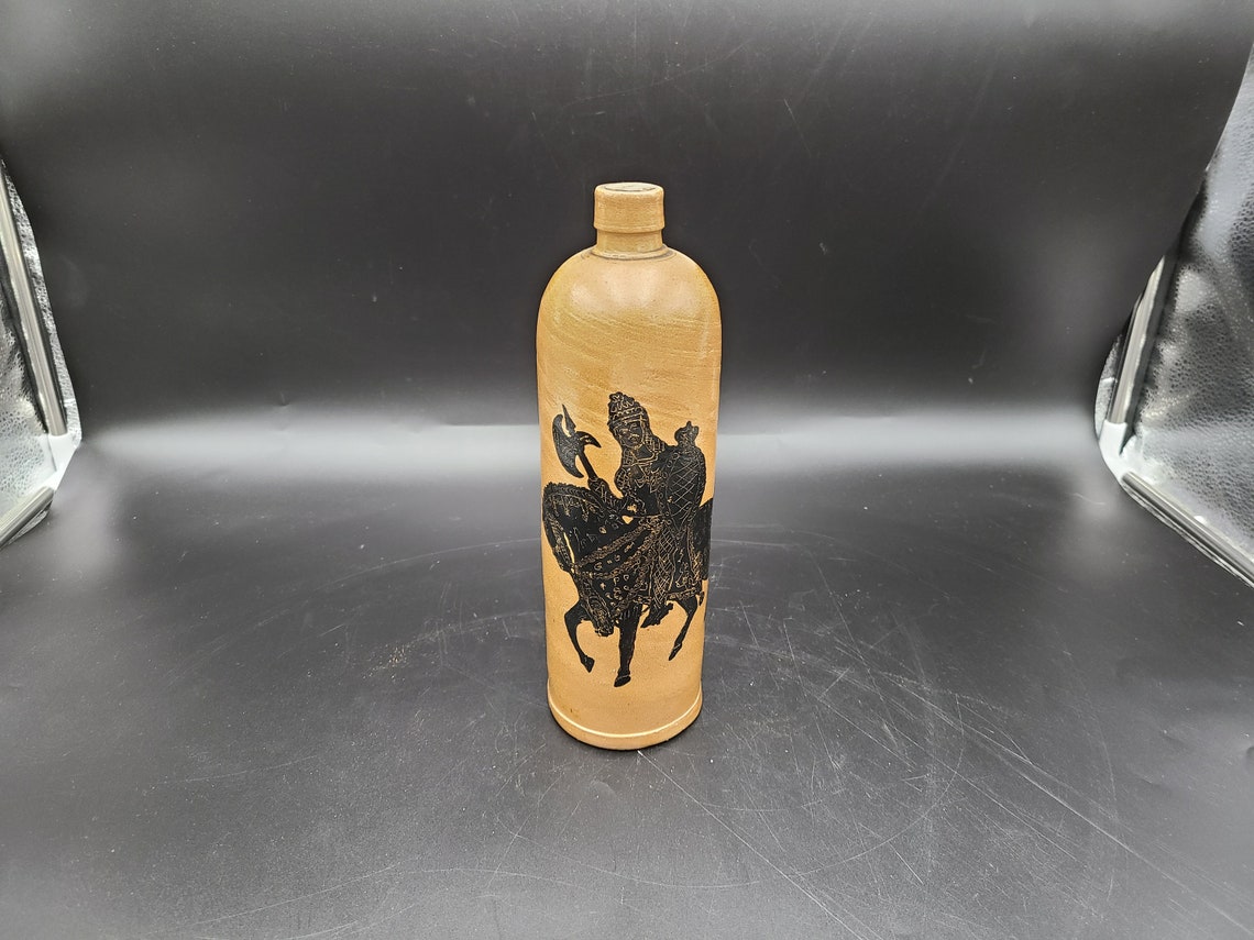 Antique Pottery bottle/liquor bottle with knight on horse Etsy