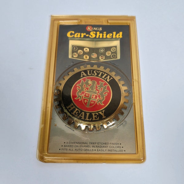 Vintage Kings Car-Shield Austin Healey Enameled Emblem Grille Badge New NOS