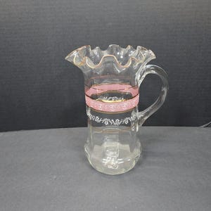 Antique Victorian blown glass ruffled edge water/lemonade pitcher