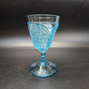 Antique EAPG blue goblet  diamond hobnail pattern