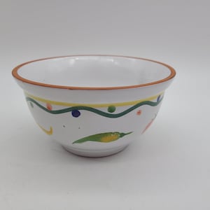 Boston warehouse Thailand pottery bowl w/ hand painted vegetable pattern 5 1/2 x 3 1/4"