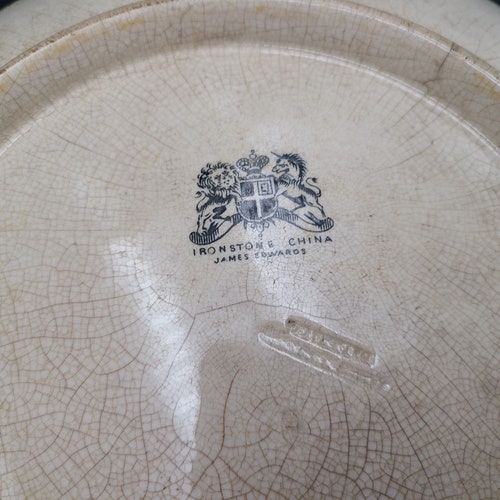 Very early Antique James Edwards Ironstone scalloped large serving bowl 12 3/4 inches outlet 3 1/4 inch tall